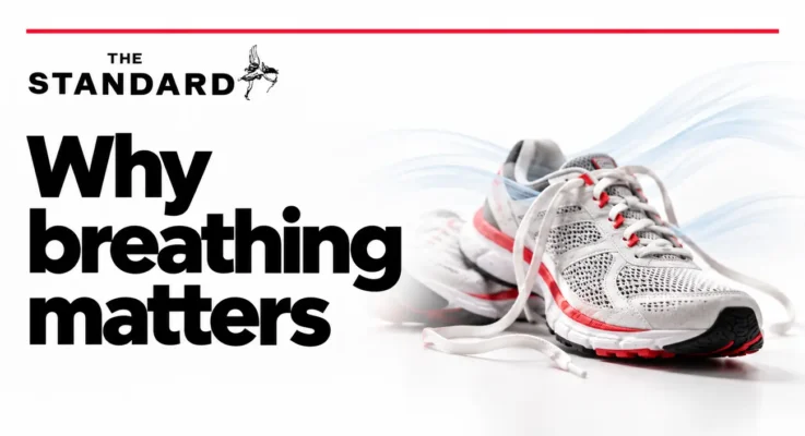 The London Standard: Why Breathing Matters, illustrated with trainers and airflow lines.