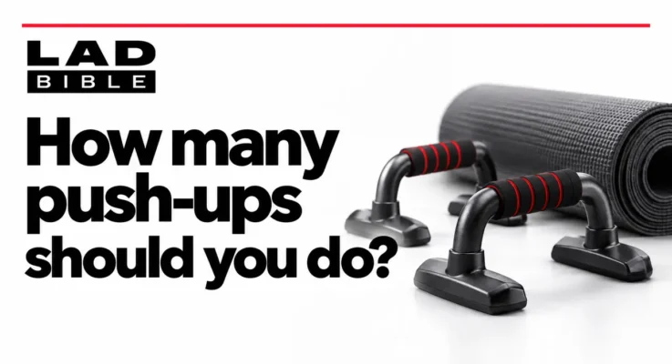 LADbible: How Many Push-Ups Should You Do for Your Age?, illustrated with push-up handles and an exercise mat.