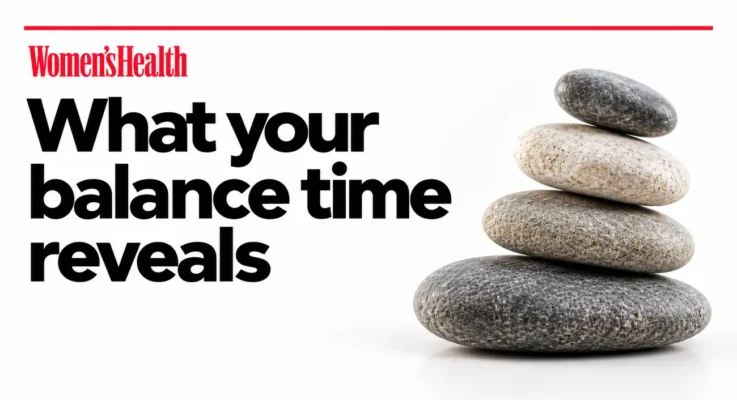 Women’s Health: What Your Balance Time Reveals, illustrated with stacked balance stones.