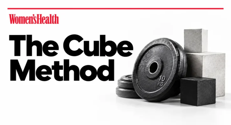 Women’s Health: The Cube Method for Strength Progress, illustrated with weight plates and cubes.