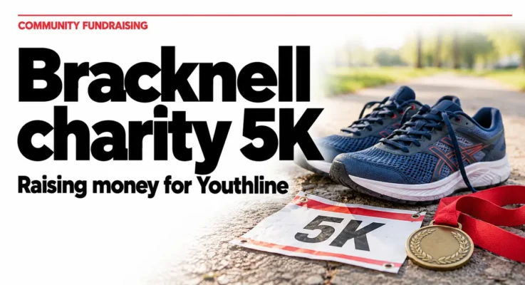 Bracknell charity 5K raising money for Youthline, with running shoes, a race bib and medal.