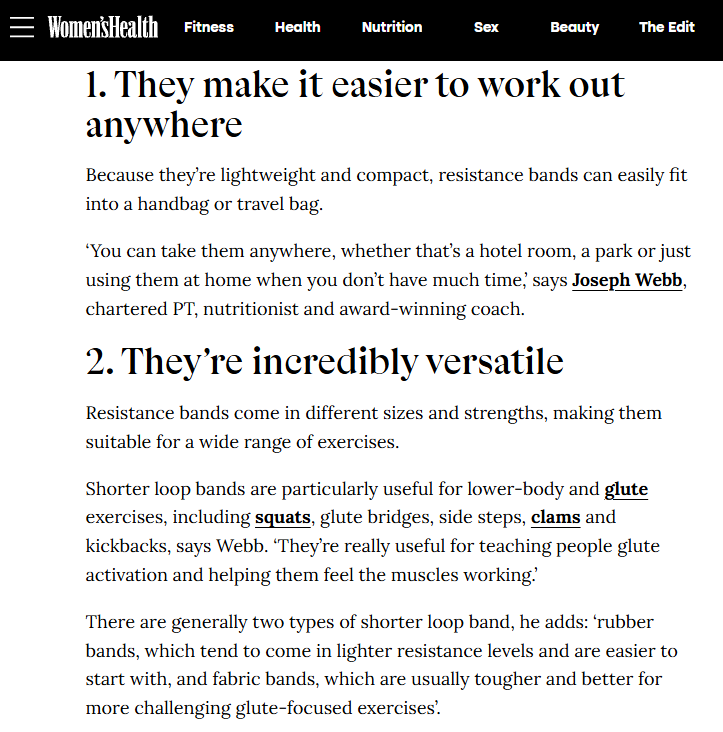 Joseph Webb's Quotes screenshot from Womens Health