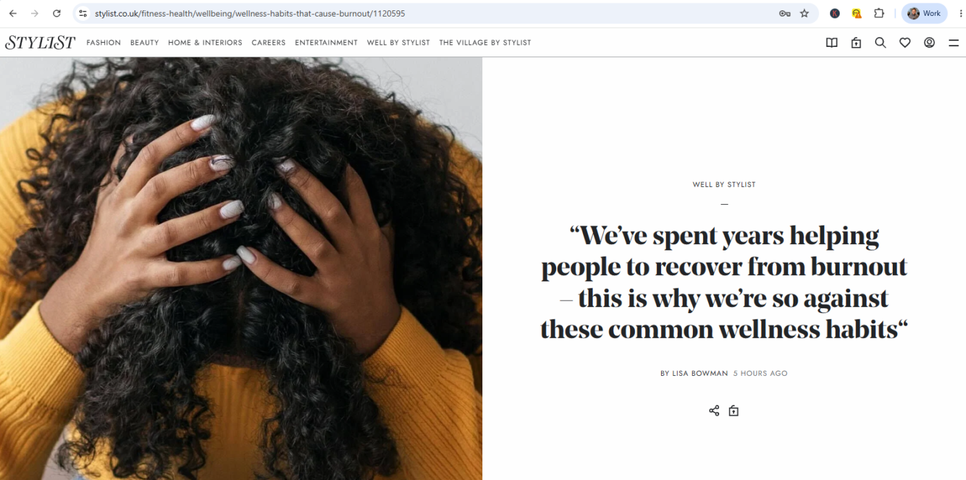 Screenshot of Joseph Webb's Stylist feature.